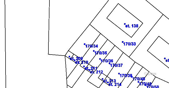 Parcela st. 170/34 v KÚ Suchdol u Bujanova, Katastrální mapa