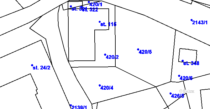 Parcela st. 420/2 v KÚ Suchdol u Bujanova, Katastrální mapa