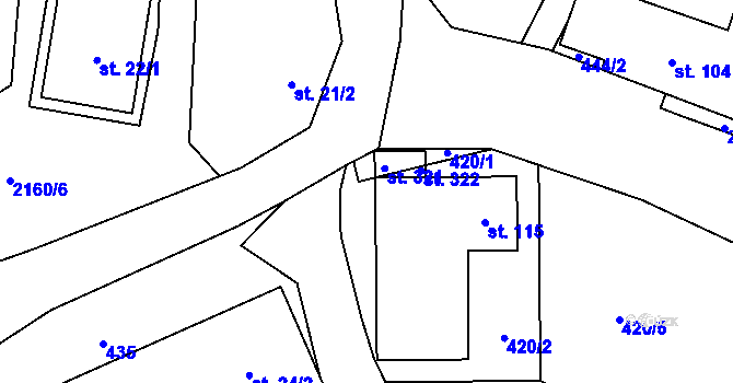 Parcela st. 420/3 v KÚ Suchdol u Bujanova, Katastrální mapa