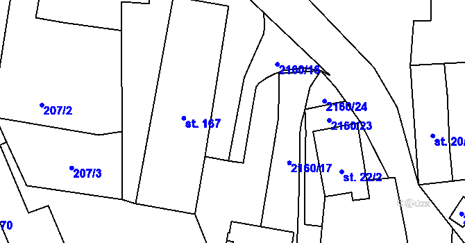 Parcela st. 2160/31 v KÚ Suchdol u Bujanova, Katastrální mapa