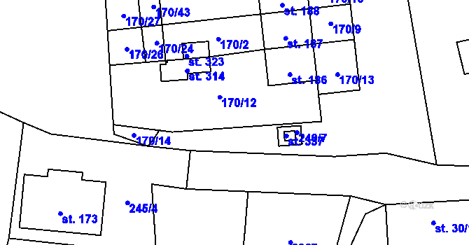 Parcela st. 240/5 v KÚ Suchdol u Bujanova, Katastrální mapa
