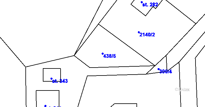 Parcela st. 438/5 v KÚ Suchdol u Bujanova, Katastrální mapa