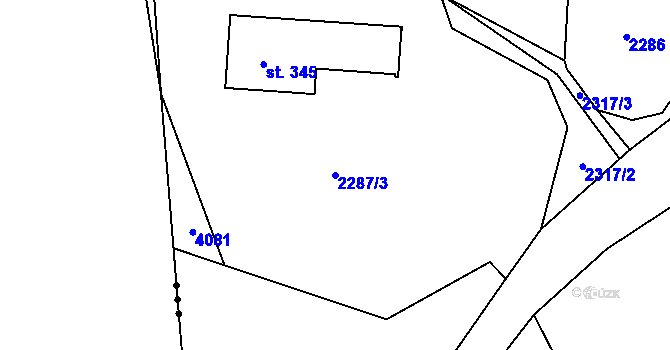 Parcela st. 2287/3 v KÚ Suchdol u Bujanova, Katastrální mapa