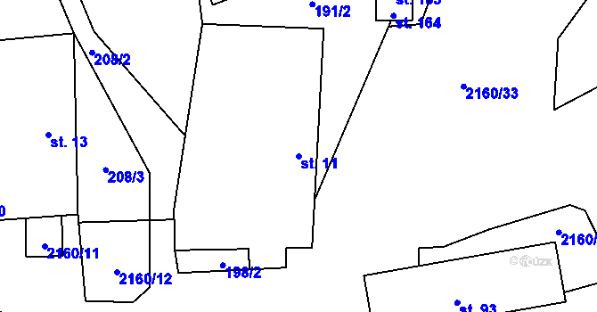 Parcela st. 11 v KÚ Suchdol u Bujanova, Katastrální mapa