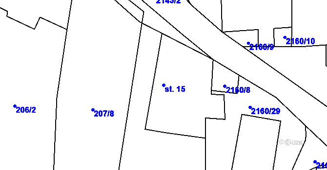 Parcela st. 15 v KÚ Suchdol u Bujanova, Katastrální mapa