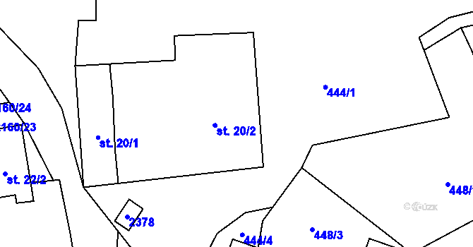 Parcela st. 20/2 v KÚ Suchdol u Bujanova, Katastrální mapa