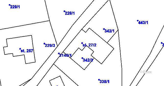 Parcela st. 27/2 v KÚ Suchdol u Bujanova, Katastrální mapa