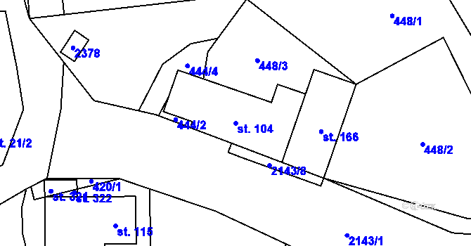 Parcela st. 104 v KÚ Suchdol u Bujanova, Katastrální mapa