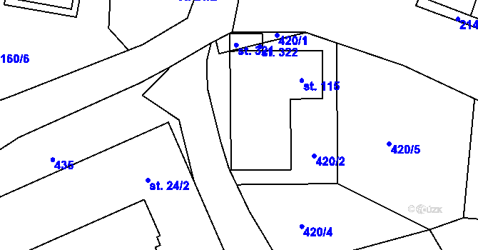 Parcela st. 115 v KÚ Suchdol u Bujanova, Katastrální mapa