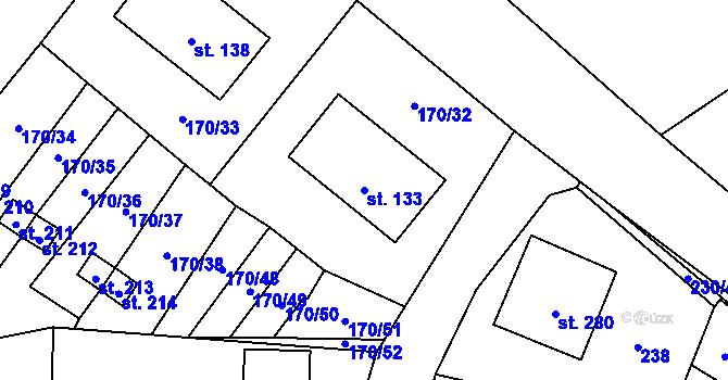 Parcela st. 133 v KÚ Suchdol u Bujanova, Katastrální mapa