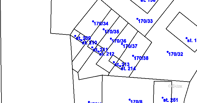 Parcela st. 212 v KÚ Suchdol u Bujanova, Katastrální mapa