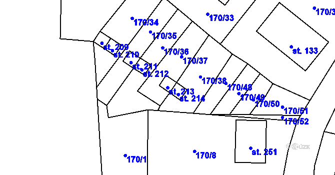 Parcela st. 213 v KÚ Suchdol u Bujanova, Katastrální mapa