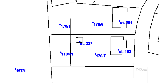 Parcela st. 227 v KÚ Suchdol u Bujanova, Katastrální mapa