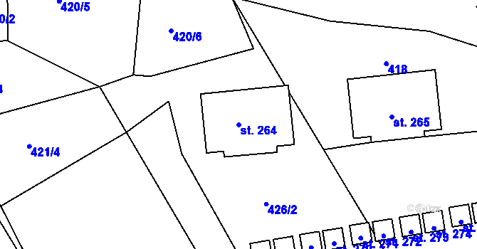 Parcela st. 264 v KÚ Suchdol u Bujanova, Katastrální mapa