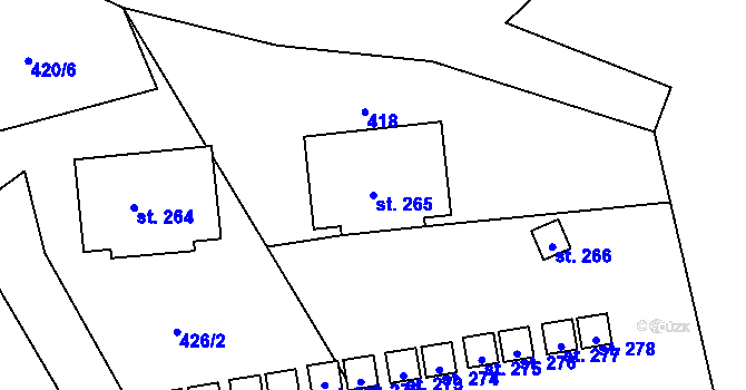 Parcela st. 265 v KÚ Suchdol u Bujanova, Katastrální mapa