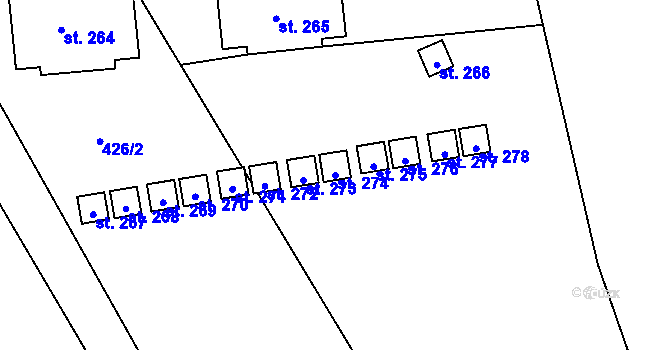Parcela st. 274 v KÚ Suchdol u Bujanova, Katastrální mapa