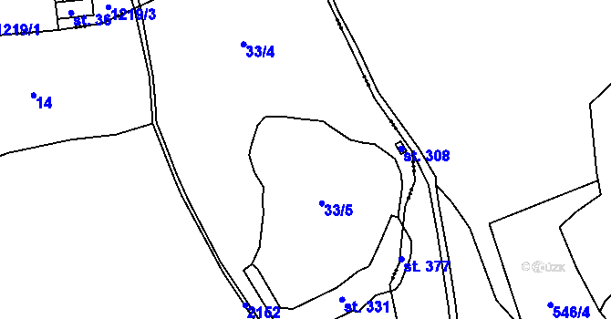 Parcela st. 33 v KÚ Suchdol u Bujanova, Katastrální mapa