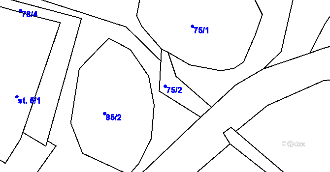 Parcela st. 75/2 v KÚ Suchdol u Bujanova, Katastrální mapa