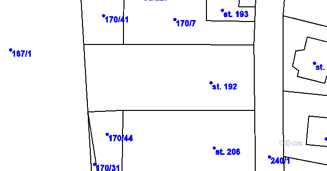 Parcela st. 170/6 v KÚ Suchdol u Bujanova, Katastrální mapa