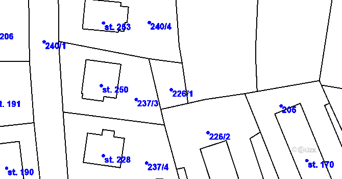 Parcela st. 226/1 v KÚ Suchdol u Bujanova, Katastrální mapa
