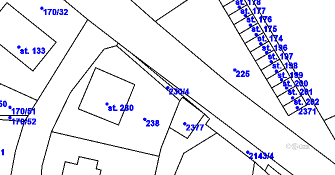 Parcela st. 230/4 v KÚ Suchdol u Bujanova, Katastrální mapa