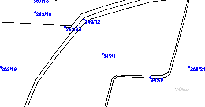 Parcela st. 349/1 v KÚ Suchdol u Bujanova, Katastrální mapa