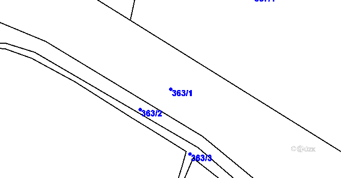 Parcela st. 363/1 v KÚ Suchdol u Bujanova, Katastrální mapa