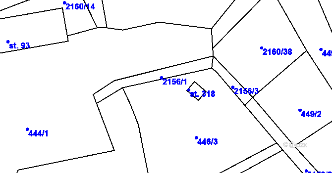 Parcela st. 446/2 v KÚ Suchdol u Bujanova, Katastrální mapa