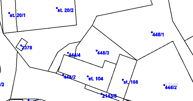 Parcela st. 448/3 v KÚ Suchdol u Bujanova, Katastrální mapa