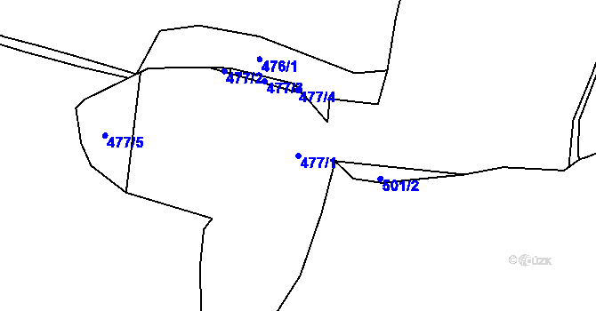 Parcela st. 477/1 v KÚ Suchdol u Bujanova, Katastrální mapa