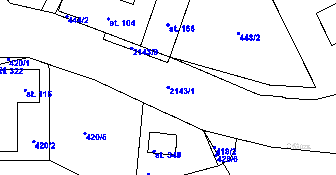 Parcela st. 2143/1 v KÚ Suchdol u Bujanova, Katastrální mapa