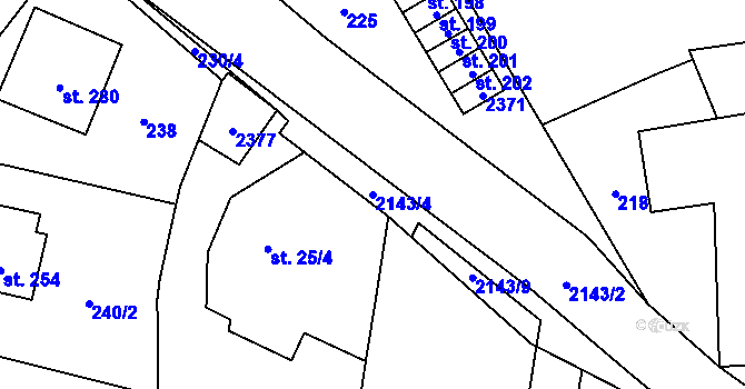 Parcela st. 2143/4 v KÚ Suchdol u Bujanova, Katastrální mapa