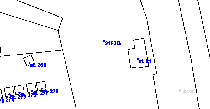 Parcela st. 2153/4 v KÚ Suchdol u Bujanova, Katastrální mapa