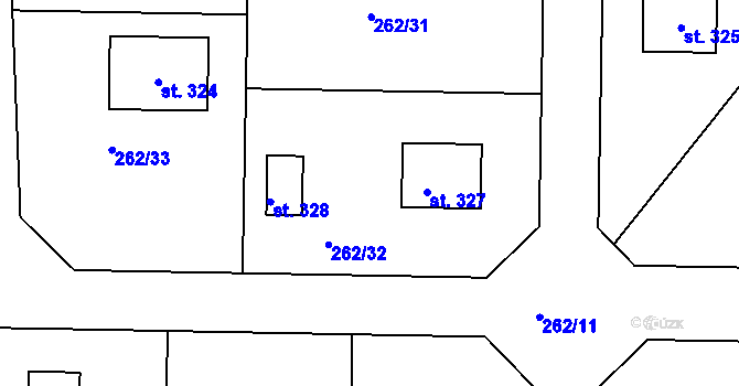 Parcela st. 262/32 v KÚ Suchdol u Bujanova, Katastrální mapa