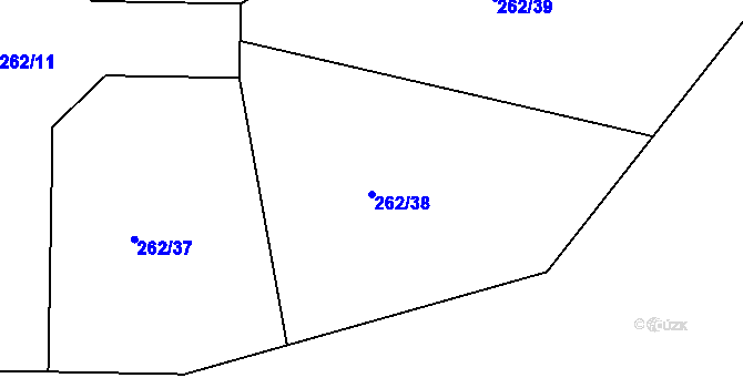 Parcela st. 262/38 v KÚ Suchdol u Bujanova, Katastrální mapa