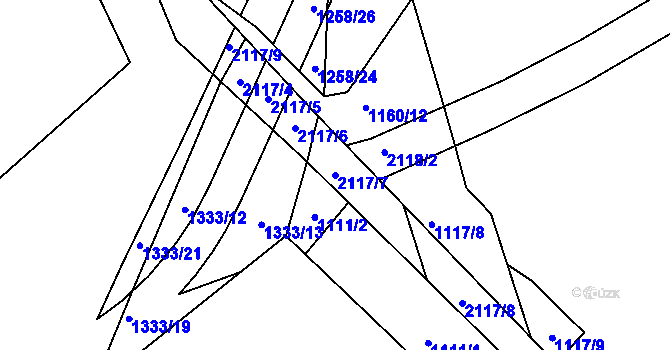 Parcela st. 2117/7 v KÚ Suchdol u Bujanova, Katastrální mapa