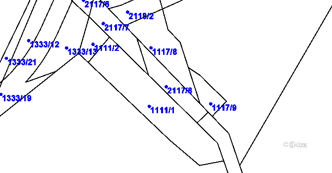 Parcela st. 2117/8 v KÚ Suchdol u Bujanova, Katastrální mapa