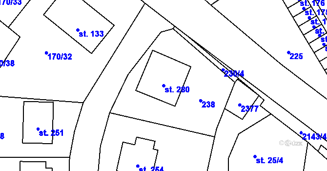 Parcela st. 280 v KÚ Suchdol u Bujanova, Katastrální mapa
