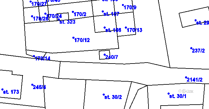 Parcela st. 240/7 v KÚ Suchdol u Bujanova, Katastrální mapa