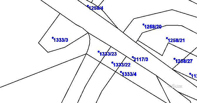 Parcela st. 1333/23 v KÚ Suchdol u Bujanova, Katastrální mapa