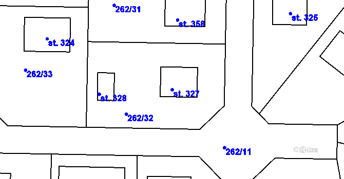 Parcela st. 327 v KÚ Suchdol u Bujanova, Katastrální mapa