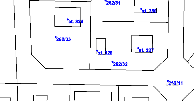 Parcela st. 328 v KÚ Suchdol u Bujanova, Katastrální mapa