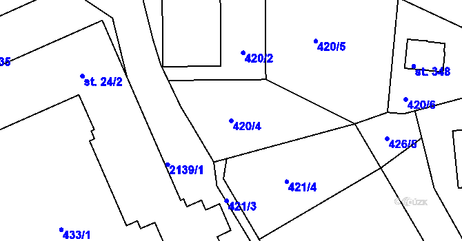 Parcela st. 420/4 v KÚ Suchdol u Bujanova, Katastrální mapa