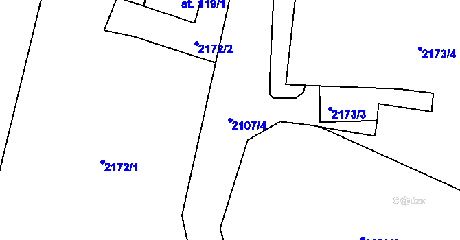 Parcela st. 2107/4 v KÚ Suchdol u Bujanova, Katastrální mapa