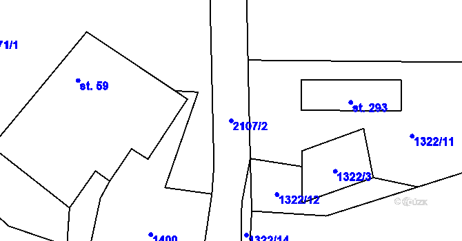 Parcela st. 2107/2 v KÚ Suchdol u Bujanova, Katastrální mapa