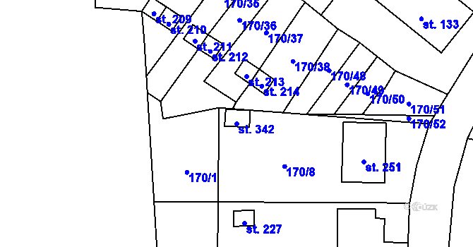 Parcela st. 342 v KÚ Suchdol u Bujanova, Katastrální mapa