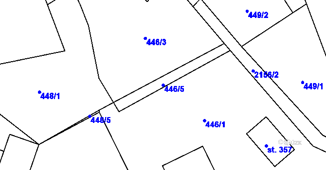 Parcela st. 446/5 v KÚ Suchdol u Bujanova, Katastrální mapa