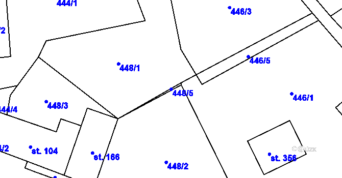 Parcela st. 448/5 v KÚ Suchdol u Bujanova, Katastrální mapa