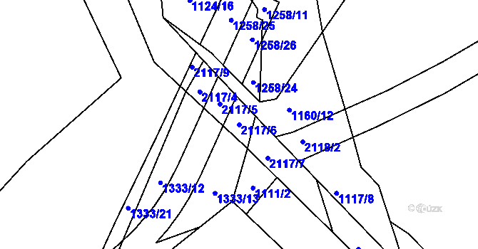 Parcela st. 2117/6 v KÚ Suchdol u Bujanova, Katastrální mapa