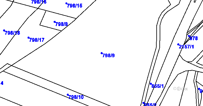 Parcela st. 798/9 v KÚ Suchdol u Bujanova, Katastrální mapa